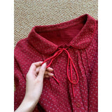 MQTIME  -  French Retro Red Floral Pajamas Women's Spring and Autumn Festive Loungewear Two-piece Set Comfortable Breathable Skin-friendly