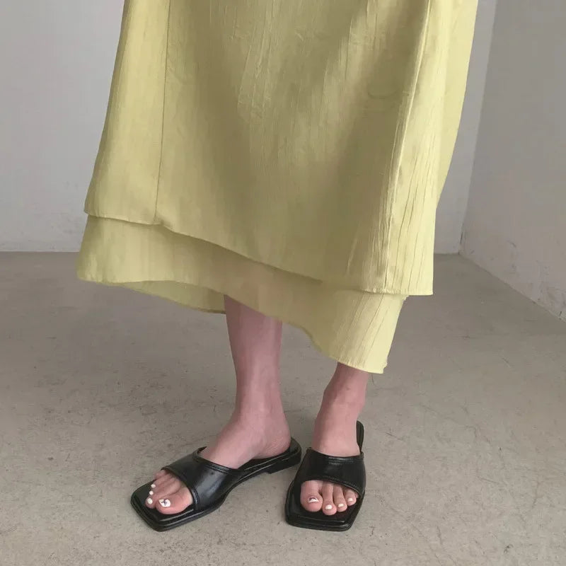 MQTIME  -  Fashion Summer Open Toe Women Slippers Slip on Outdoor Soft Flats Heel Slides High Quality Beach Vacation Sandalias