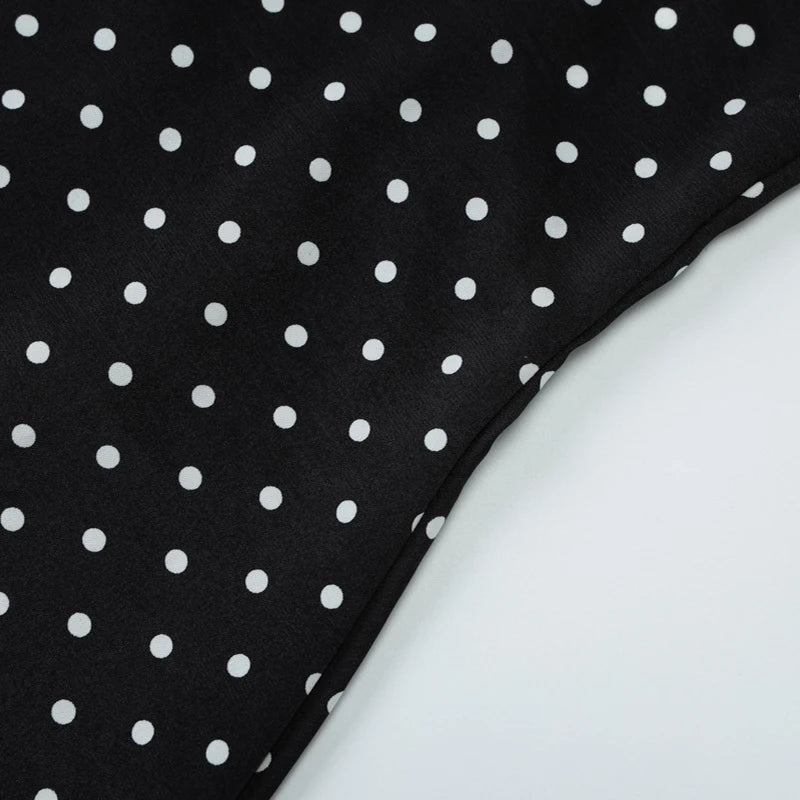 MQTIME  -  Women's French Style Polka Dot Printing Sexy V-neck Camisole Backless Loose Dress Sleeveless Summer Party Gowns