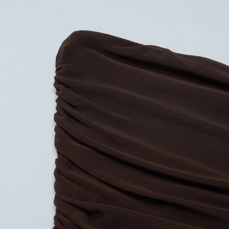 MQTIME  -  Women Sexy Strapless Mesh Patchwork Irregular Hem Party Long Dress Pleated Tight Backless Club Sleeveless Summer Vestidos