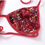 MQTIME  -  Sexy Sequin Bikini Skirt Sets Women Halter Backless Sleeveless Bikinis Lace Up Slim Mini Skirts Set 2025 Summer Lady Beach Suits