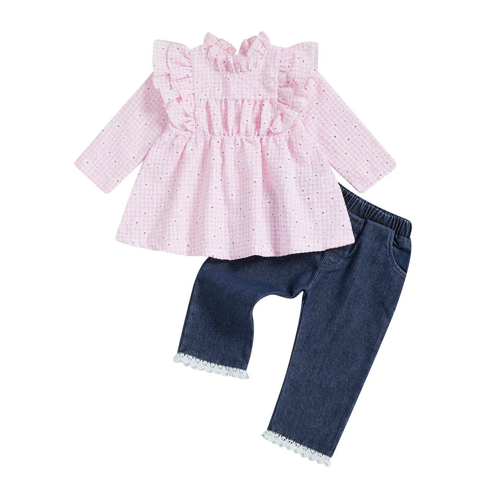 MQTIME  -  Cute Toddler Girl Winter Outfits Knit Sweater Fleece Lined Leggings 2 Pcs Set with Pom Pom Hat and Mittens