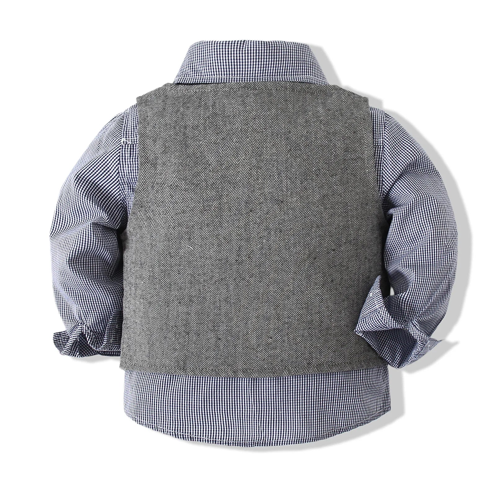 MQTIME  -  3Piece Spring Autumn Newborn Boy Clothes Korean Fashion Gentleman Plaid Cotton Vest+Tops+Pants Baby Clothing Kids Outfit BC1510