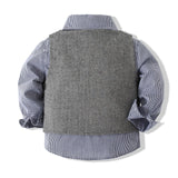 MQTIME  -  3Piece Spring Autumn Newborn Boy Clothes Korean Fashion Gentleman Plaid Cotton Vest+Tops+Pants Baby Clothing Kids Outfit BC1510