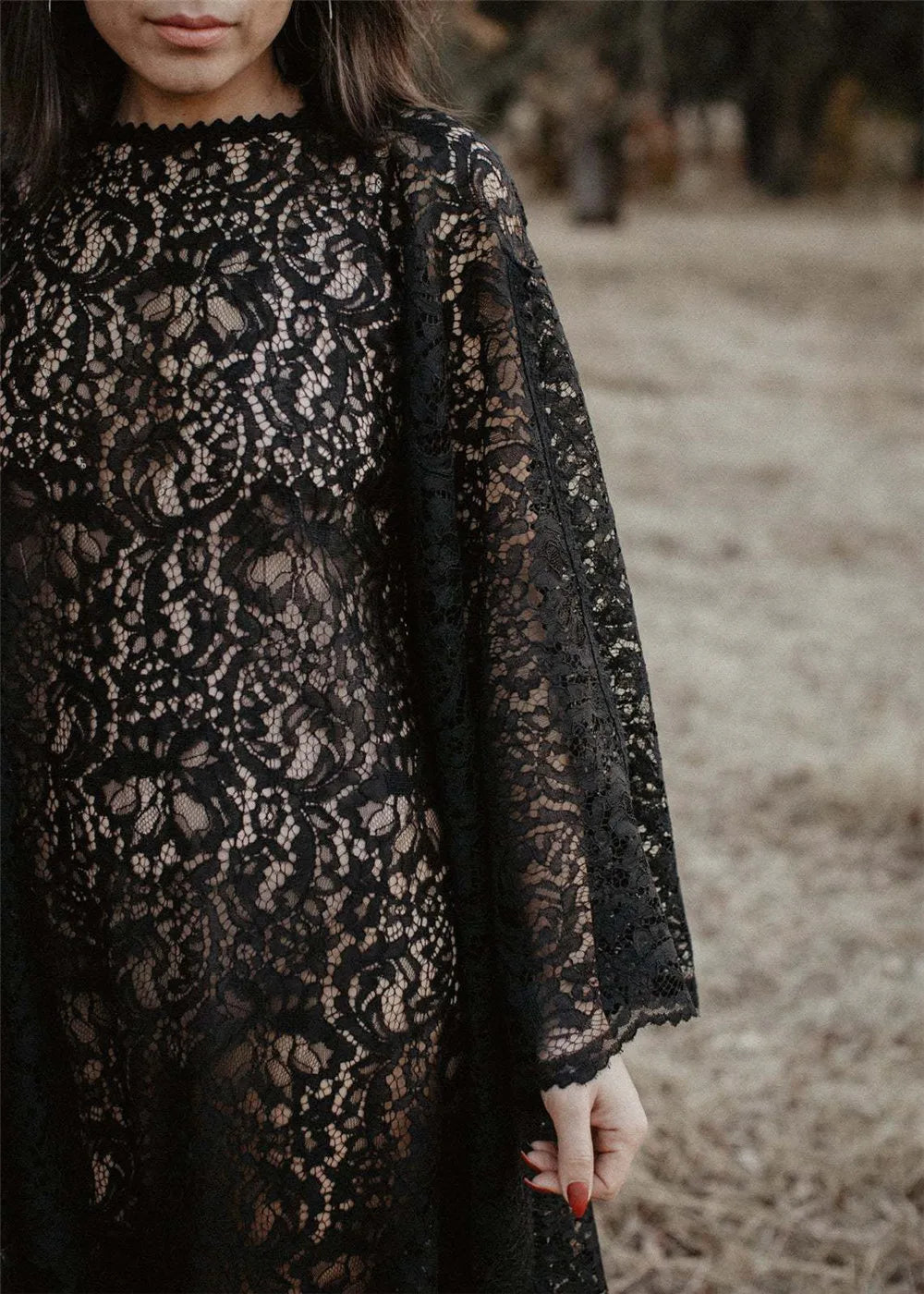 MQTIME  -  Sexy Black Lace Pregnancy Dress For Photo Shoot Fancy Maternity Dresses Photography Prop Split Side Pregnant Women Maxi Gown