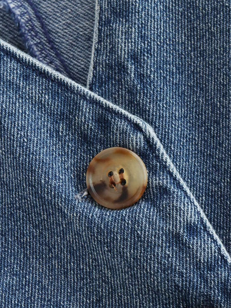 MQTIME  -  Women's Y2K Vintage Denim Waistcoat Sleeveless V-Neck Cropped Vest Tank Tops Button Up Jean Retro Cropped Jackets