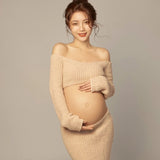 MQTIME  -  Studio New ArrivalsPregnant Women Photography Costume Props Knit Top Casual Sexy Home Style  Maternity Dresses for Photo Shoot