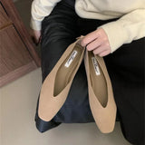 MQTIME  -  Autumn Women Flat Shoes Square Head Shallow Slip on Ladies Casual Ballet Shoes Soft Leather Elegant Ballet Mary Jane Shoes