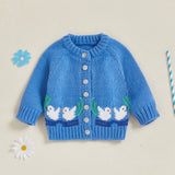 MQTIME  -  Adorable Infant Knitted Cardigan with Cute Duck Design Cozy Round Neck Button-up Sweater for Baby s Casual Winter Wardrobe