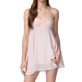 MQTIME  -  Elegant Women s Strapless Dress with Matching Scarf - Stylish Off Shoulder Solid Color Tube Top Mini Dress for Summer