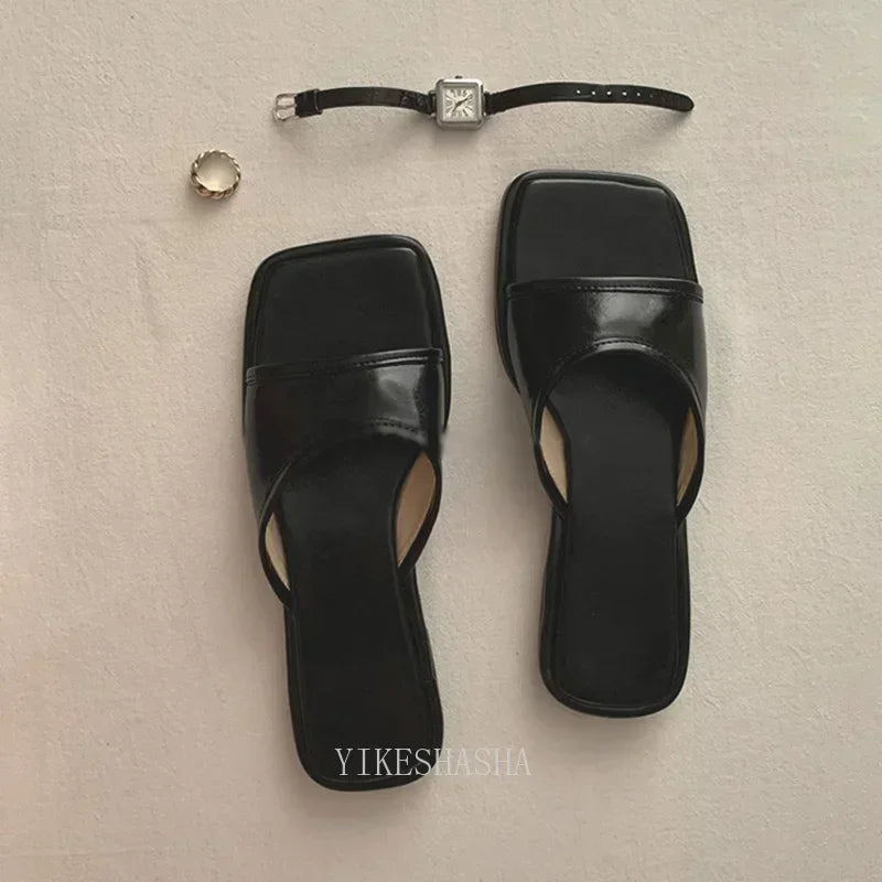 MQTIME  -  Fashion Summer Open Toe Women Slippers Slip on Outdoor Soft Flats Heel Slides High Quality Beach Vacation Sandalias