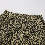 MQTIME  -  Women's Leopard Print High-Waisted Trousers - Button-Fly Wide Leg Pants with Belt Loops, Retro Fall Winter Street Style