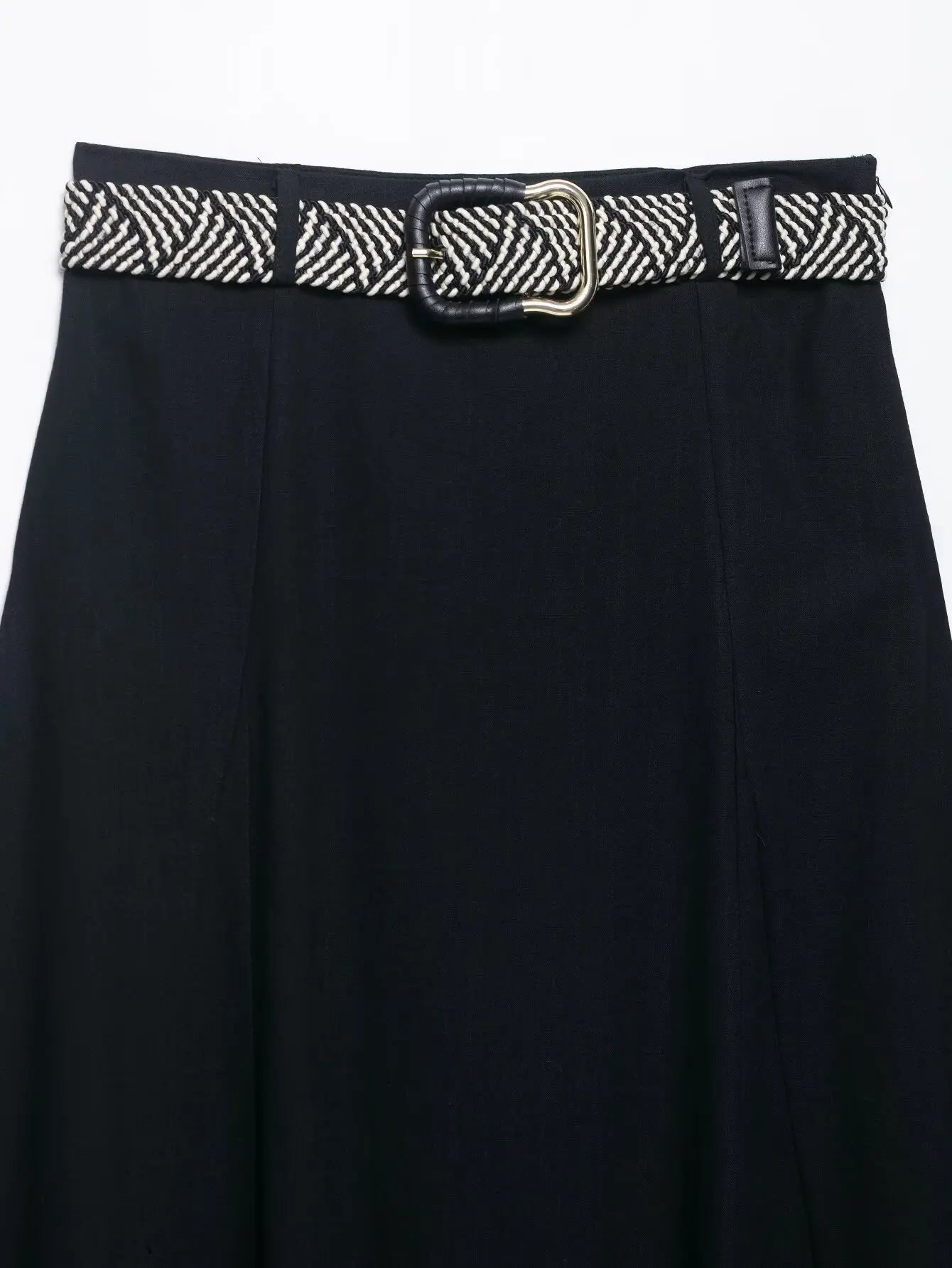 MQTIME  -  summer women's clothing casual simple versatile matching belt high waist loose mid-length skirt