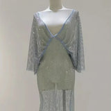 MQTIME  -  Sexy See-through Maternity Maternity Photography Dresses For Elegant Mesh Rhinestones Dress Pregnancy Photo Shoot