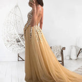 MQTIME  -  Sexy Women Front And Back V-Neck Sequin Mopping Dovetail Dress For Photography Props Summer Beach Front Back Split Clothing