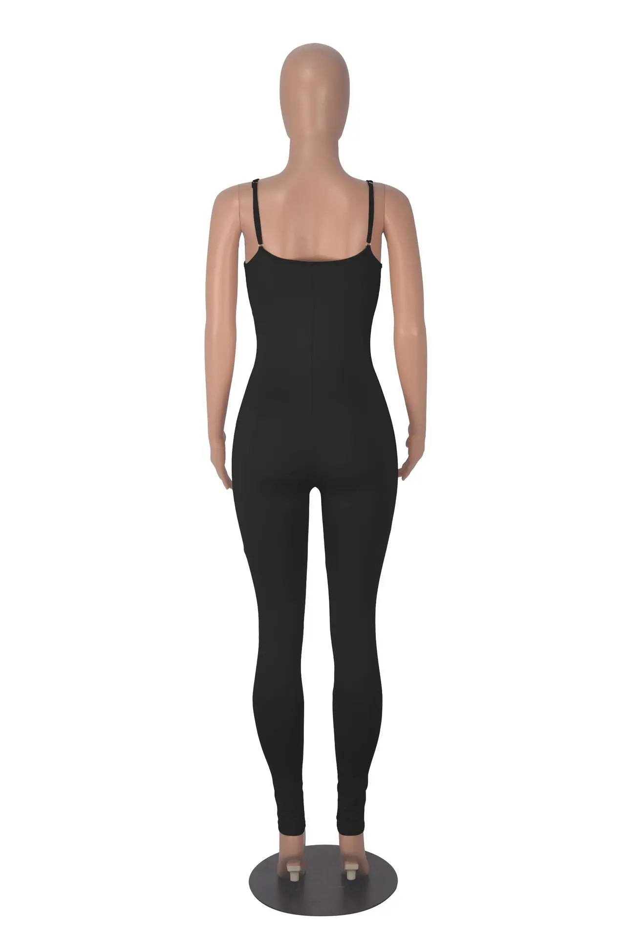 MQTIME  -  Spaghetti Strap Low Cut Black Skinny Solid Stretchy Summer Jumpsuits Backless Streetwear One Piece Romper For Women