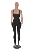 MQTIME  -  Spaghetti Strap Low Cut Black Skinny Solid Stretchy Summer Jumpsuits Backless Streetwear One Piece Romper For Women