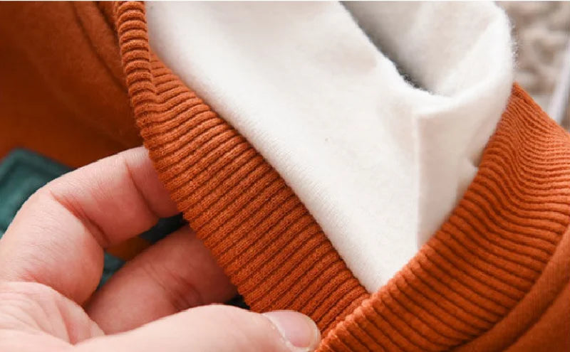 MQTIME  -  Winter Kids Thick Padded Sweatshirt Clothes Autumn Boys Girls Lamb's Wool Hoodies Big Children Plus Velvet Warm Pullover Tops