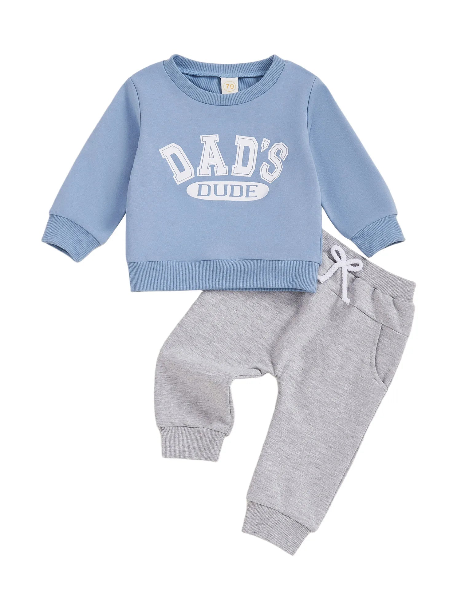 MQTIME  -  Kids Winter 2Pcs Outfits Crew Neck Graphic Print Sweater Solid Color Jogger Pants Warm Tracksuit Set for Boys