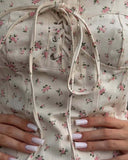 MQTIME  -  Spring New French Country Holiday Style Lace Ruffle Waist Floral Dress Short Skirt