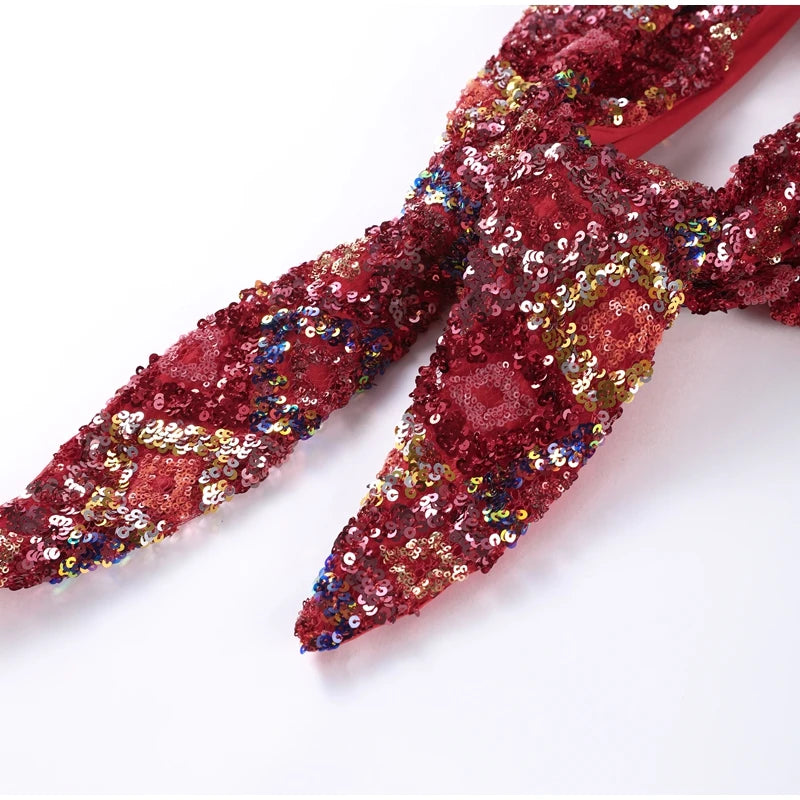 MQTIME  -  Sexy Sequin Bikini Skirt Sets Women Halter Backless Sleeveless Bikinis Lace Up Slim Mini Skirts Set 2025 Summer Lady Beach Suits