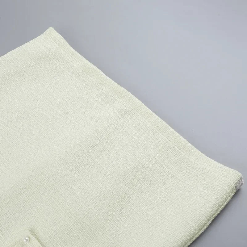 MQTIME  -  Y2k Pearl Dress Sets Women Autumn Long Sleeve Coat And Mini Dress Two Piece Sets Femme Sexy Strapless Dress Matching Sets