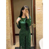 MQTIME  -  Spring Retro Chinese Style Pink Jacquard Home Dress Chinese Set Classical Fashion Round Neck Skew Collar Pajamas Two-piece Trend