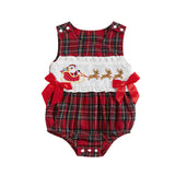 MQTIME  -  Toddler Boy Striped Overall Reindeer and Snowman Applique Crew Neck Sleeveless Belted Playsuit with Pockets