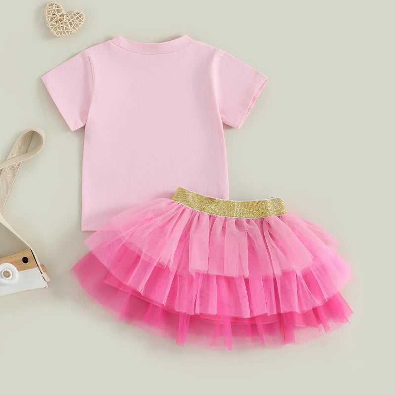 MQTIME  -  Adorable Baby Girl Dress Set with Floral Print Top and Ruffled Tulle Skirt - 2 Piece Summer Outfit for Toddlers
