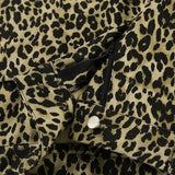 MQTIME  -  Women's Leopard Print High-Waisted Trousers - Button-Fly Wide Leg Pants with Belt Loops, Retro Fall Winter Street Style