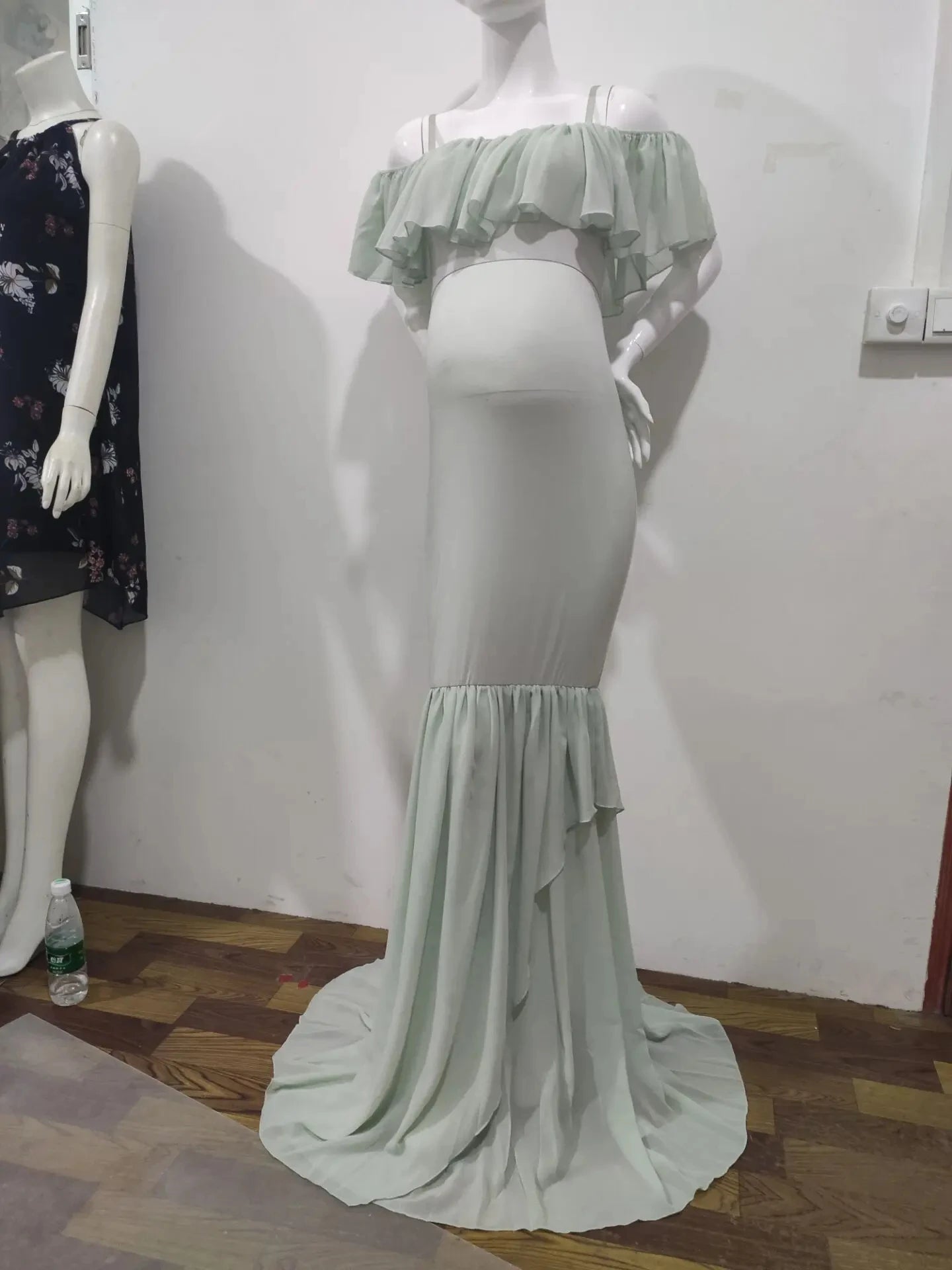 MQTIME  -  Mermaid Maternity Dresses For Photo Shoot Pregnant Women Pregnancy Dress Photography Props Sexy Off Shoulder Maxi Maternity Gown