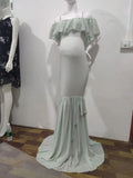 MQTIME  -  Mermaid Maternity Dresses For Photo Shoot Pregnant Women Pregnancy Dress Photography Props Sexy Off Shoulder Maxi Maternity Gown
