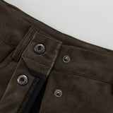 MQTIME  -  Retro Fashion PU Leather Skirt Set Women's Design Sense Cutout Long Sleeve Top Luxury Sense Two-piece Set