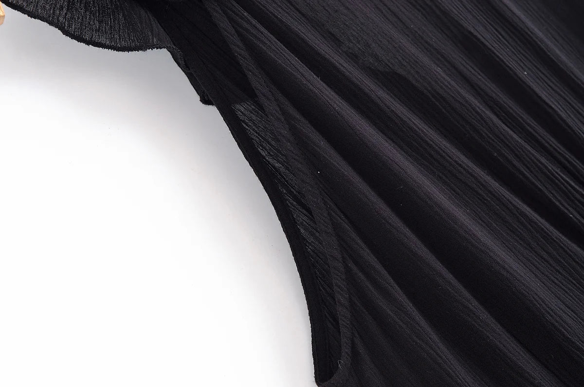 MQTIME  -  Summer New Arrivals Women's Retro Casual French Ruffle Sleeveless V-Neck Cake Skirt Fashion Mini Dress