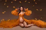 MQTIME - Dream Maxi Dress Women Ruffle Front Open Off Shoulder Sweetheart Long Maternity Gown Photography Baby Shower Party Dresses Lush