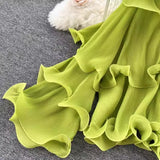 MQTIME  -  White Chiffon Ruffles Maternity Photography Tops Shirts Long Sleeve V Neck Pleats Chiffon Shirts For Pregnancy Photoshoot Blouse