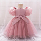 MQTIME  -  Baby and Girl's New Sticker Bubble Sleeve Bow Sweet and Cute Fashionable Mesh Princess Dress Christmas Wedding Flower Girl Dress