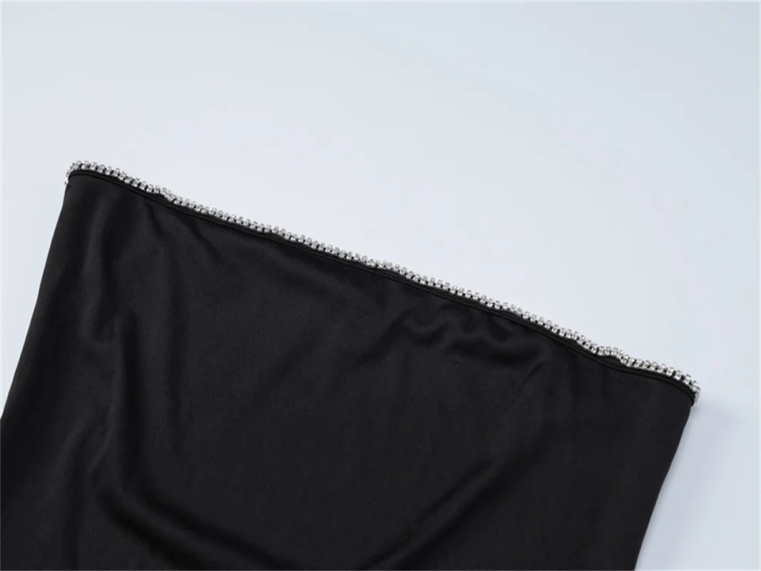 MQTIME  -  Tassel Strapless Women's Prom Dress High Split Backless Party Gown Black Middle Waist Sleeveless Evening Dress Spicy Girl Newest