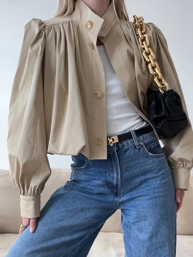 MQTIME  -   Fashion Stand Women's Trench Coat Long Sleeve Single-breasted Lady Bomber Jacket Spring Autumn New High Street Outerwears