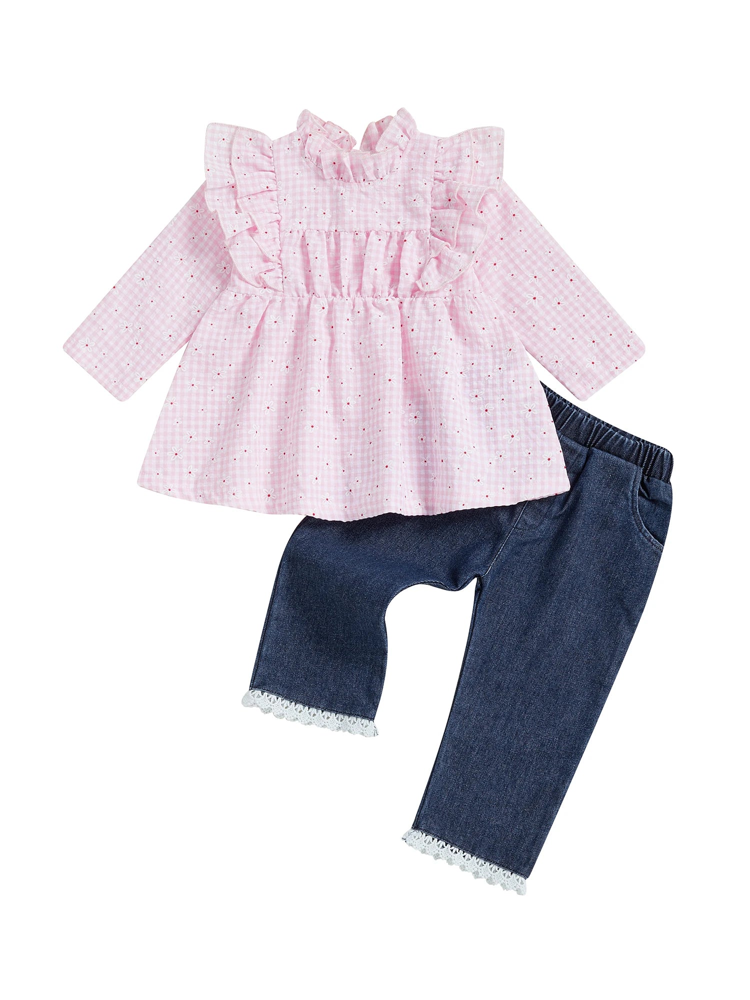 MQTIME  -  Cute Toddler Girl Winter Outfits Knit Sweater Fleece Lined Leggings 2 Pcs Set with Pom Pom Hat and Mittens