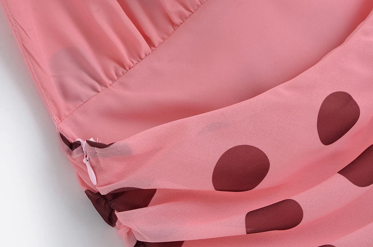 MQTIME  -  summer new women's casual fashion simple halter neck V-neck sleeveless backless polka dot long dress