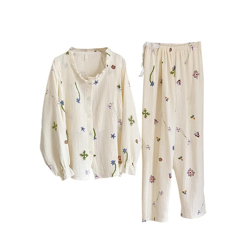 MQTIME  -  Maternity Nursing Sleepwear Sets 100% Cotton Feeding Pajamas Spring Autumn Thin Long Sleeve Top Pants Home Wear