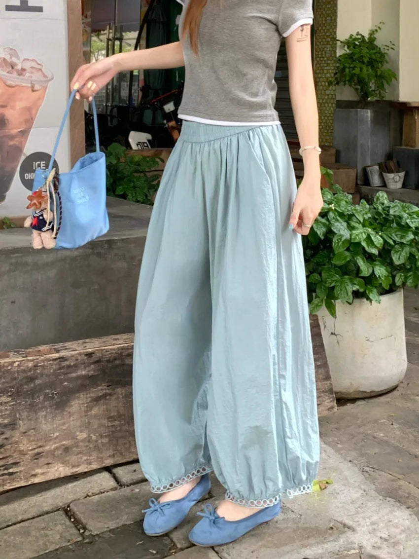 MQTIME  -  M-XL Women Hollow Out Bloomers Pants Summer Gentle Casual 2025 Camping Daily Streetwear Fashion New Lace Chic