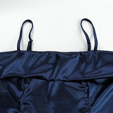 MQTIME  -  2025 Summer Retro Style Satin Spaghetti Strap Evening Dress Fashion High Waist A-line Ruched Banquet Gowns for Laies