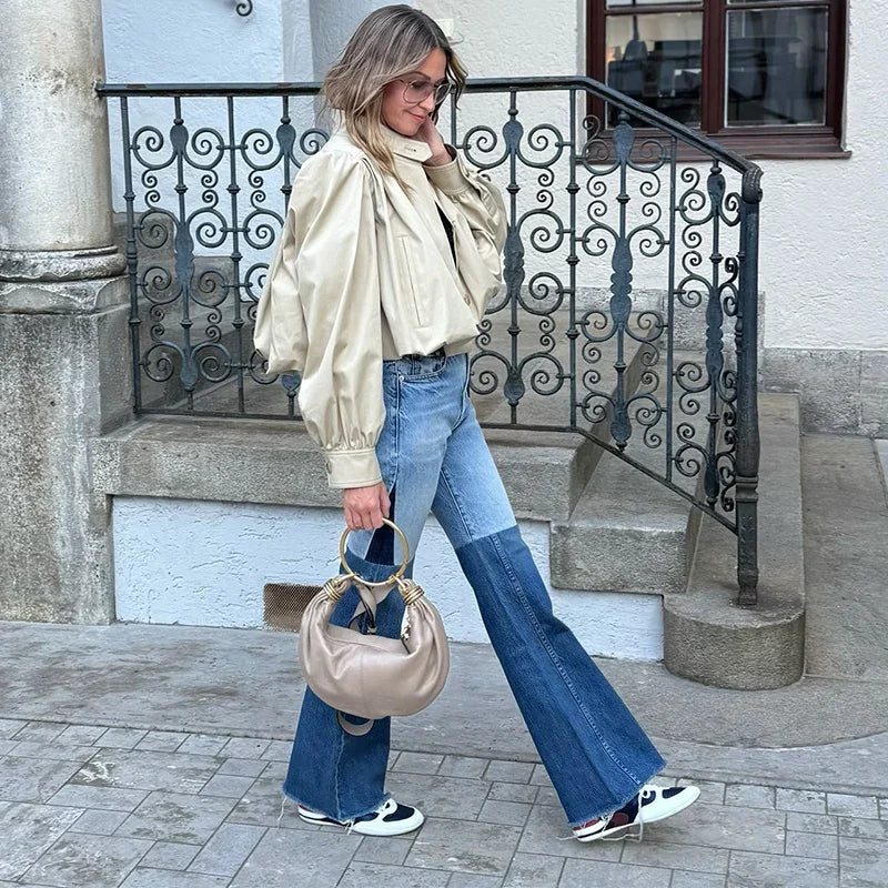 MQTIME  -   Fashion Stand Women's Trench Coat Long Sleeve Single-breasted Lady Bomber Jacket Spring Autumn New High Street Outerwears