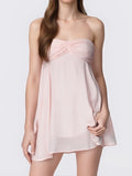 MQTIME  -  Elegant Women s Strapless Dress with Matching Scarf - Stylish Off Shoulder Solid Color Tube Top Mini Dress for Summer
