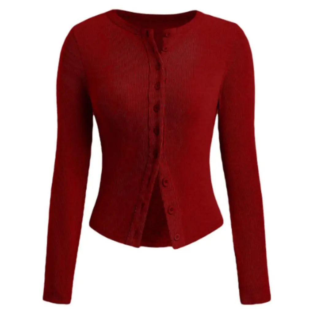 MQTIME  -  Women's Summer Y2K Basic Cropped Tops Ribbed Button-down Front Long Sleeve Simple Slim Fit Grunge T-Shirt Streetwear