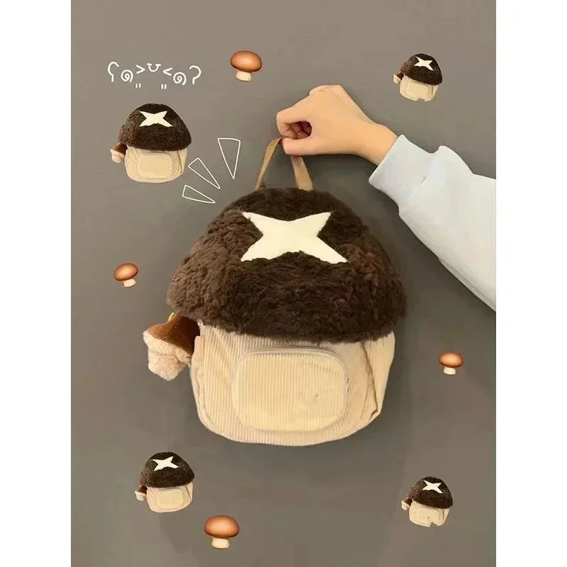 MQTIME  -  2024 New Cartoon Mushroom Backpack Autumn Winter Anime Plush Cute Doll Bag Christmas Gift Cute Anime Backpack