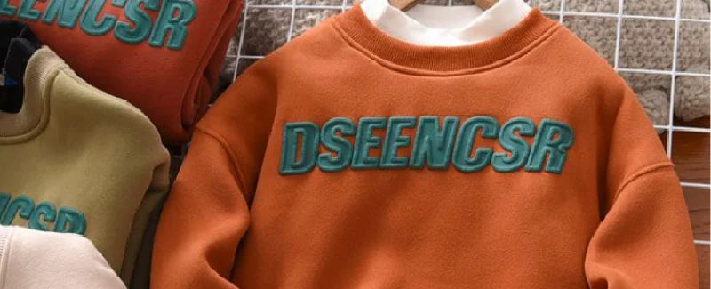 MQTIME  -  Winter Kids Thick Padded Sweatshirt Clothes Autumn Boys Girls Lamb's Wool Hoodies Big Children Plus Velvet Warm Pullover Tops