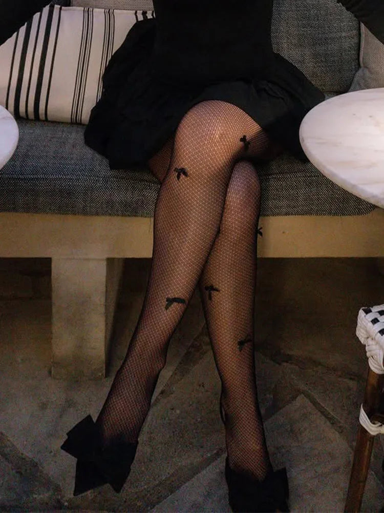 MQTIME  -  Butterfly Patchwork Sexy Y2K Pantyhose Summer Bodycon Solid Stockings Leggings Club Party Hollow Women's Pantyhose Stocking